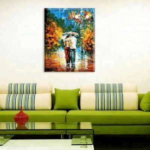 Alta calidad pinturas decorativas de los <span class=keywords><strong>amantes</strong></span> en la lluvia de otoño pintura al óleo - Product Image 2