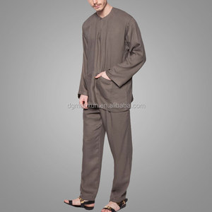 Vente en gros en ligne d'usine vêtements islamiques pour hommes musulmans costume Baju Melayu confortable motifs arabes <span class=keywords><strong>Jubba</strong></span> ensemble haut et pantalon - Product Image 2