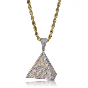 Collar con Colgante de Pirámide Egipcia con Circonitas, Collar con Colgante de Ojo de Horus Brillante Estilo Iluminado, Cadena Cubana con Colgante Dorado - Product Image 2