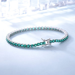 Bracciale Semplice in Argento Sterling 925 con Smeraldo, Regalo per Matrimonio e <span class=keywords><strong>San</strong></span> <span class=keywords><strong>Valentino</strong></span>, Bracciale <span class=keywords><strong>da</strong></span> Donna Classico 3mm 3 Pezzi in Offerta - Product Image 5