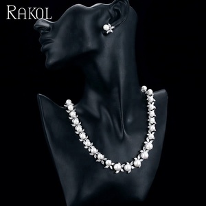 Babol sp030 pérolas brancas, com aaa zircão diamante colar, brincos, conjuntos de joias de casamento, mulheres, luxo, prata, joias - Product Image 4