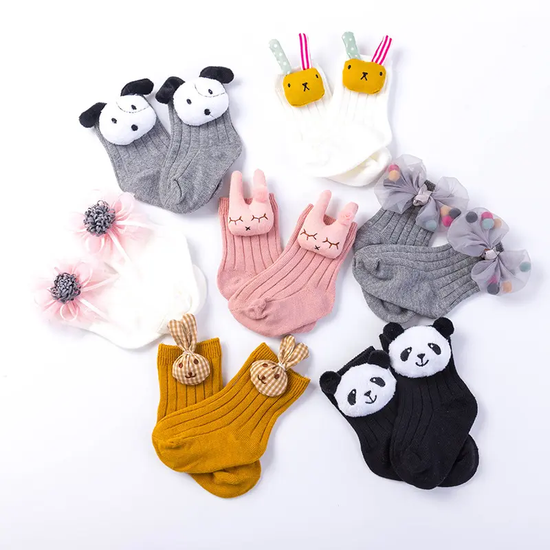 6 Models custom logo anti slip organic cotton cute animal cartoon warm newborn 3d baby socks