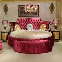 OE-FASHION - Red Double Round Bed, Customize, Luxury