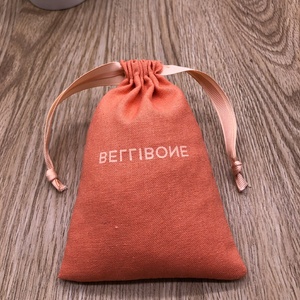 Sacchetto Portaoggetti Personalizzato di Alta Qualità in Cotone e Lino Rosa Giallo Arancione Beige con Coulisse - Product Image 4