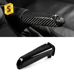 Black Friday Promotion ES N-BMA-017 Real Carbon Fiber Car E81Handbrake Grips Cover For BMW Handbrake Interior Decorative Trim