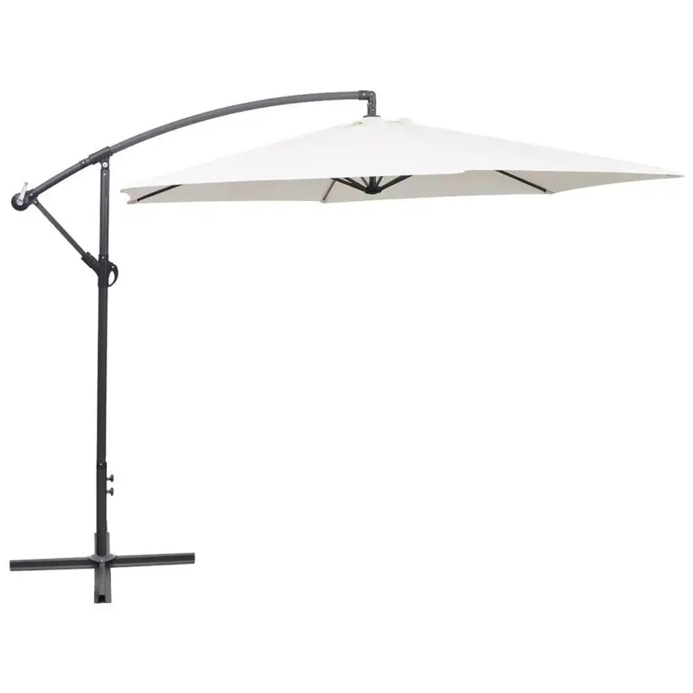 12 FT 3M 6 Ribs Offset Cantilever Polyester UV Protective Outdoor Garden Patio Hanging Sun Umbrella