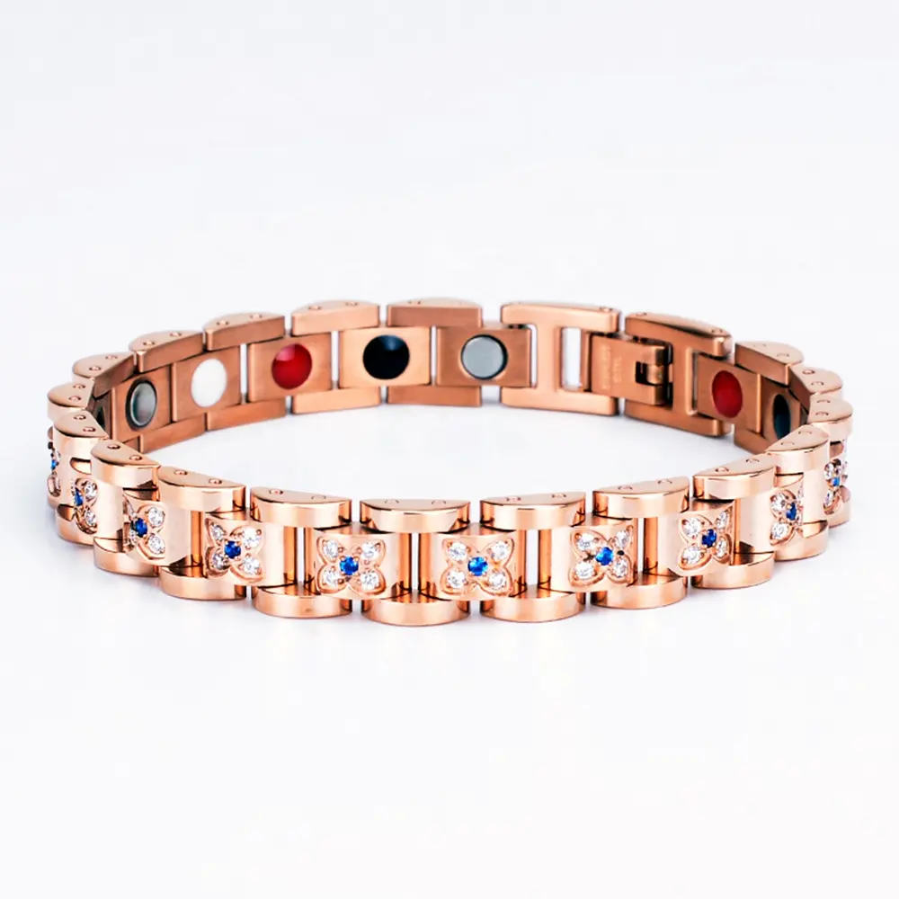 Bracelet magnétique en céramique Zircon pour homme, bijoux de soins magnétiques, en diamant, à la mode