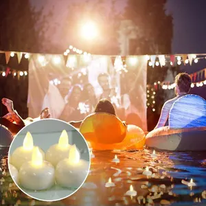 Homemory Waterproof LED Floating Tea Light  Flickering Water Activated Floating Candles for Wedding  Party   Festival Decoration