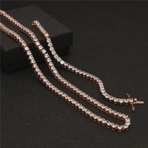 Hiphop vrouwen mode armband roestvrij staal rose vergulde <span class=keywords><strong>fake</strong></span> diamond 5mm CZ tennis armband sieraden