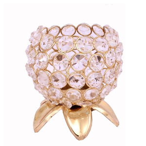 Vente en gros de fil métallique décoratif pour la maison, porte-bougie en cristal plaqué or, porte-bougie en fil votif pour la décoration de la maison - Product Image 1