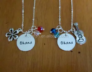 Ohana Freundschaft Halsketten Ukulele Charme Hawaiian Flower Beste Freundin Schwester Familie Halskette