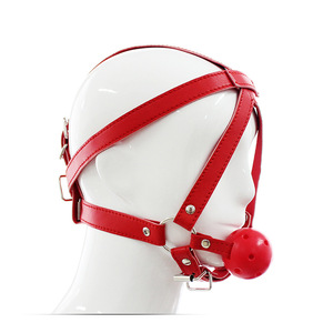 Hood Bondage Kulit Hitam Merah Muda dengan Penutup Mulut untuk Pengikat atau Cosplay Budak - Product Image 4
