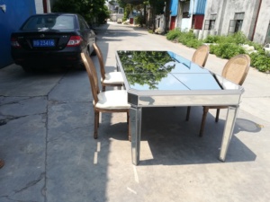 Rental Glass Silver Modern Mirrored <strong>Foldable</strong> <strong>Dining</strong> <strong>Table</strong> for Apartment Wedding Event Restaurant Hotel Parties - Product Image 5
