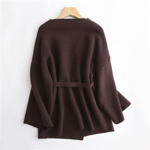 Cappotto <span class=keywords><strong>Cardigan</strong></span> donna in lana Cashmere lavorato a maglia P18B173TR <span class=keywords><strong>con</strong></span> <span class=keywords><strong>cintura</strong></span> - Product Image 5