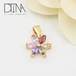 DTINA Wholesale Gold Plated Flower Shape Agate Druzy Necklace Fashion Beautiful Pendant