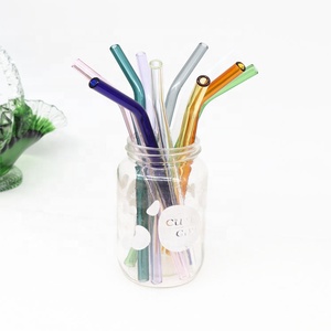 Pajitas curvadas reutilizables para mujer, tubos de vidrio marrón de 20cm de largo, con curvatura de borosilicato, accesorios para Bar - Product Image 1