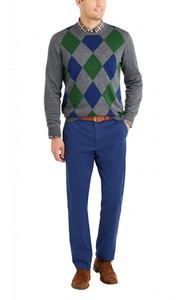 100% Wool Crew Neck High Quality <strong>Argyle</strong> Pullover Men's Knitted <strong>Sweater</strong> - Product Image 3