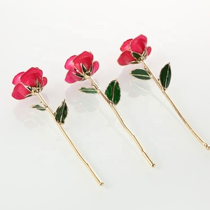 24 carati in oro rosa tuffato rose lungo artificiale d'oro coperto rose per la laurea, Di Natale, giorno di san valentino, regalo di nozze - Product Image 5