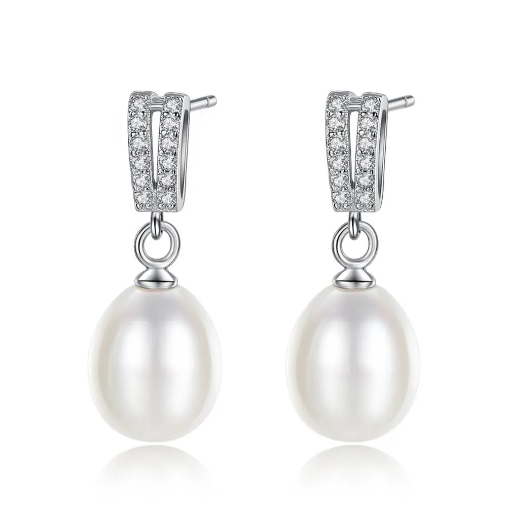 CZCITY-pendientes de plata de ley 925 con perlas de agua dulce, joyería con diseño de perlas naturales