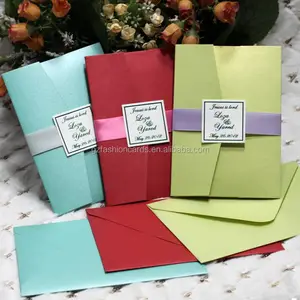 Simple Arabic Style Pocketfold Wedding Invitation Cards for Thank You for Shopping Card