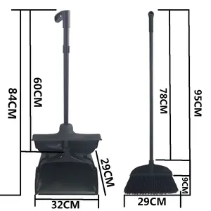 Полезные простые в использовании пластиковые складные ветрозащитные серые коммерческие чистящие метлы и сковорода для пыли с ручкой