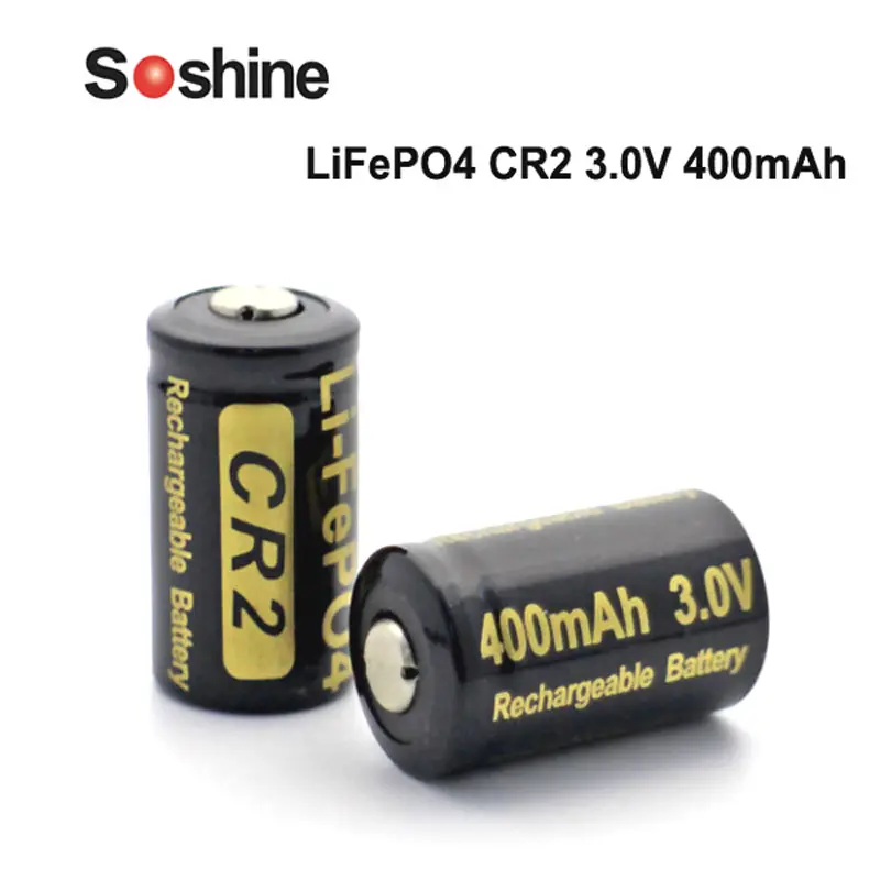 Soshine LiFePO4 CR2 3.0V 400mAh Rechargeable Battery