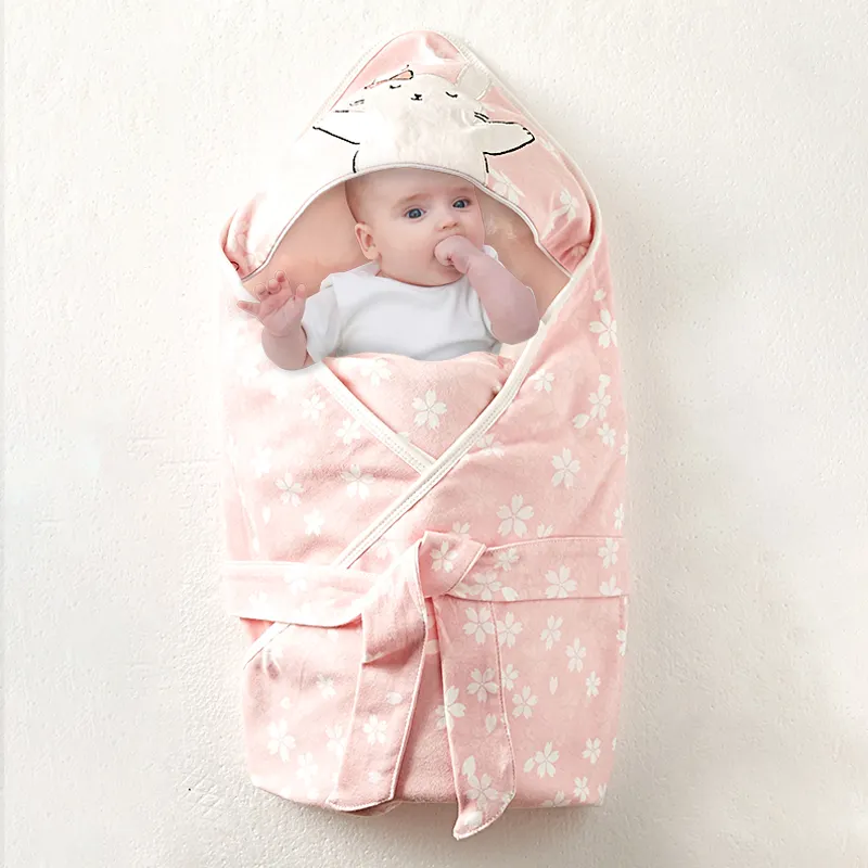 Muslin Tree cute pink rabbit printed newborn baby muslin swaddle blankets