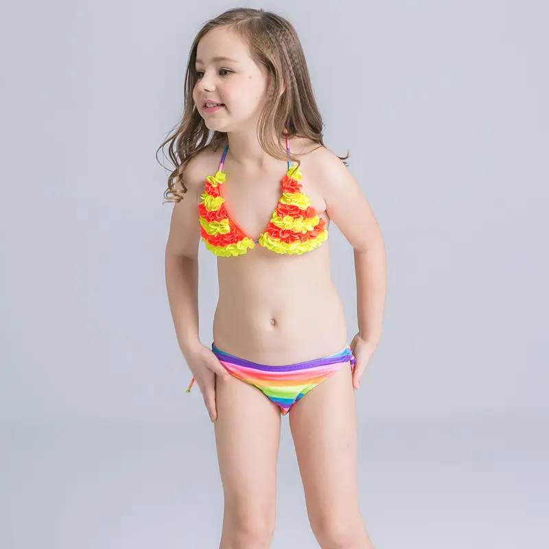 Bikini de baño con flores para niños, 2 piezas, 2018