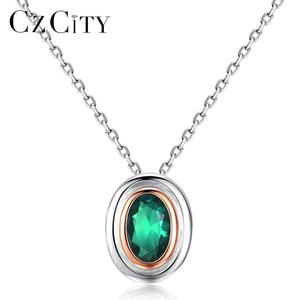 CZCITY-collar de piedra de nacimiento para mujer, colgante ovalado pequeño, joyería para mujer, cadena de plata de ley, collar de mujer - Product Image 1