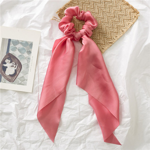 Pure Color Ponytail Holder Satin Scrunchies Hair Accessories Hair Hoop Long Scarf Hair Tie - Product Image 6