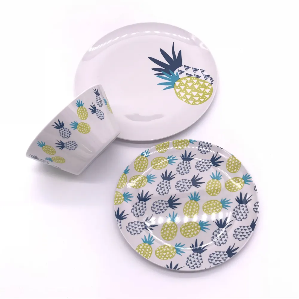 Pineapple cute custom design plastic dinnerware melamine dinner set