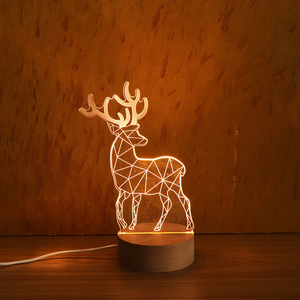 Phổ biến 3D ảo ảnh Đèn nóng bán phòng trẻ em ánh sáng ban đêm dễ thương FAWN Đèn bàn cạnh giường ngủ - Product Image 3