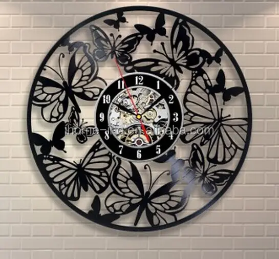 ideas for mini company vinyl butterfly design wall clock for gift(T5708)
