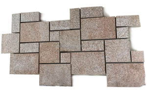 Ngoài Trời Cube 3D Tự Nhiên Đầy Màu Sắc Fan Shaped Granite Đá Vỉa Hè Đường Gạch Lát Sàn Thiết Kế - Product Image 4