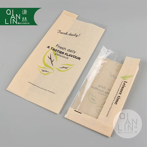Bolsa de Papel <span class=keywords><strong>Kraft</strong></span> con Fondo en V y Ventana Transparente para Pan, Empaquetado de Alimentos de Marca Personalizada, Venta al Por Mayor, Grado Alimenticio - Product Image 3