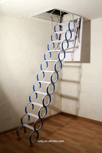 Échelles <span class=keywords><strong>de</strong></span> grenier télescopiques modernes en acier avec 12 marches et une capacité <span class=keywords><strong>de</strong></span> 300 kg pour les plafonds hauts d'appartement - Product Image 6