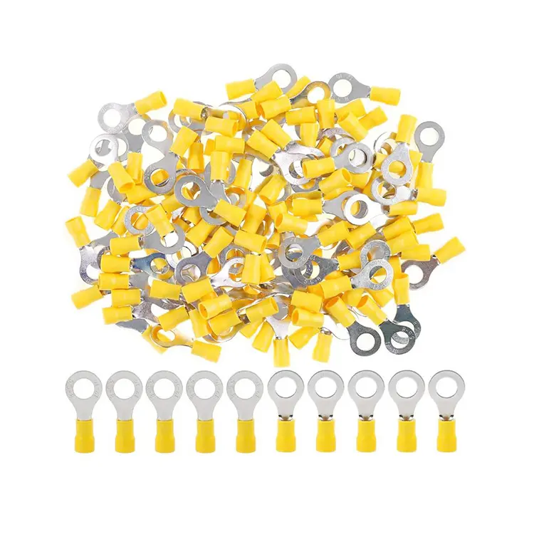 RV5.5-6 100 шт./пакет изоляцим кольцом медный кабельный наконечник клеммы гальванически лужёные, из ПВХ Электрический провод терминалы