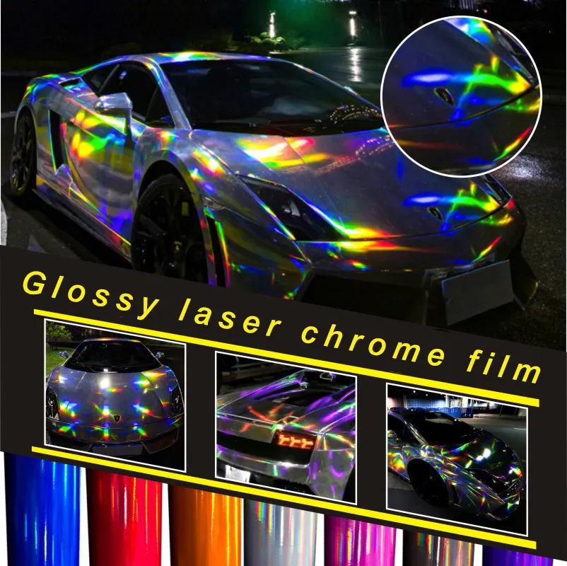 CARLAS 1.49*20m Laser lucido camaleonte pellicola avvolgente per auto arcobaleno olografica in PVC vernice per proteggere la modifica da te