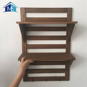 Đôi tầng nổi treo tường hiển thị gỗ Kệ nổi bảng gỗ kệ lưu trữ giá - Product Image 1