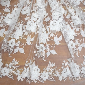 Dubai <span class=keywords><strong>bianco</strong></span> <span class=keywords><strong>Tulle</strong></span> francese disegni ricamati di fiori per abito da sposa in pizzo <span class=keywords><strong>bianco</strong></span> HY0782-2 - Product Image 4