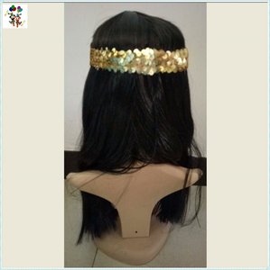 Disfraz Hippie de fiesta de carnaval, <span class=keywords><strong>peluca</strong></span> con diadema, HPC-1160, Color negro - Product Image 5