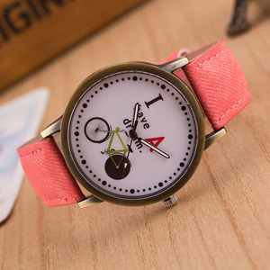 Nuovi Orologi alla Moda con <span class=keywords><strong>Cinturino</strong></span> in Denim per Uomo e <span class=keywords><strong>Donna</strong></span>, Motivo Bicicletta, <span class=keywords><strong>Orologio</strong></span> per Coppie - Product Image 4