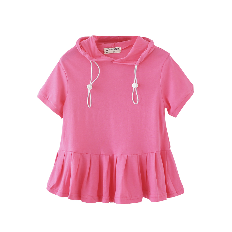 Детская одежда красное повседневное простое однотонное платье с капюшоном узоры с бесплатной картинкой из корейской фабрики