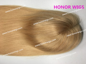 F879 ánh sáng màu vàng #18 lụa TOP 4 "x 4" đầy đủ ren Tóc Giả siêu mỏng da PU xung quanh lụa cơ sở 22 "tóc thẳng phần giữa tóc giả - Product Image 6