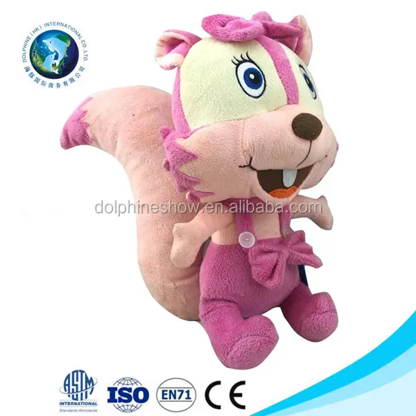 Cute Plush Stuffed Animals Pink Squirrel Toy With Clothes Custom Wholesale Plush Soft Squirrel Toys Used By Baby