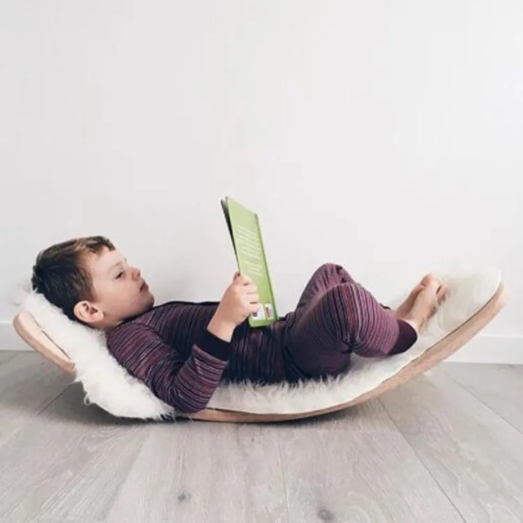 Tabla de yoga para niños, tabla de madera para gimnasio en interiores, tabla de equilibrio de madera curvada