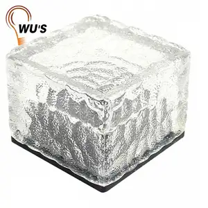 New product IP44 garden use Ice brick buried ground decorative lights outdoor glass block solar light