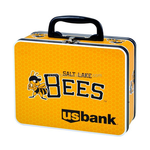 Custom design rectangular metal kids lunch tin box with lock