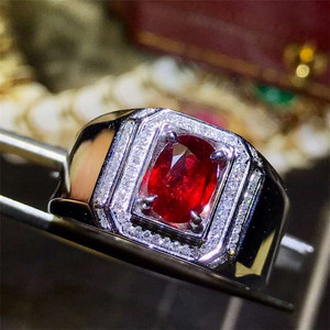 Đá Quý Bán Buôn Sang Trọng 18K Vàng Nam Phi Bất Kim Cương 1.1ct Tự Nhiên Pigeon Máu Sống Động Đỏ <span class=keywords><strong>Ruby</strong></span> Ring Cho Nam Giới - Product Image 3