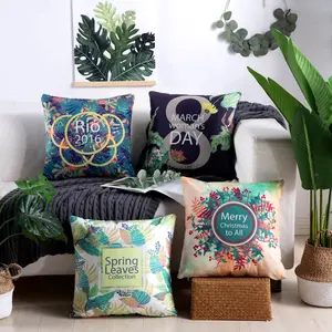 Vendita all'ingrosso piante foglie cuscini-Foglie tropicali cuscino piante foglia federa cuscini verde